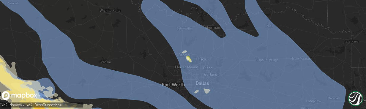 Hail map in Denton, TX on June 8, 2025
