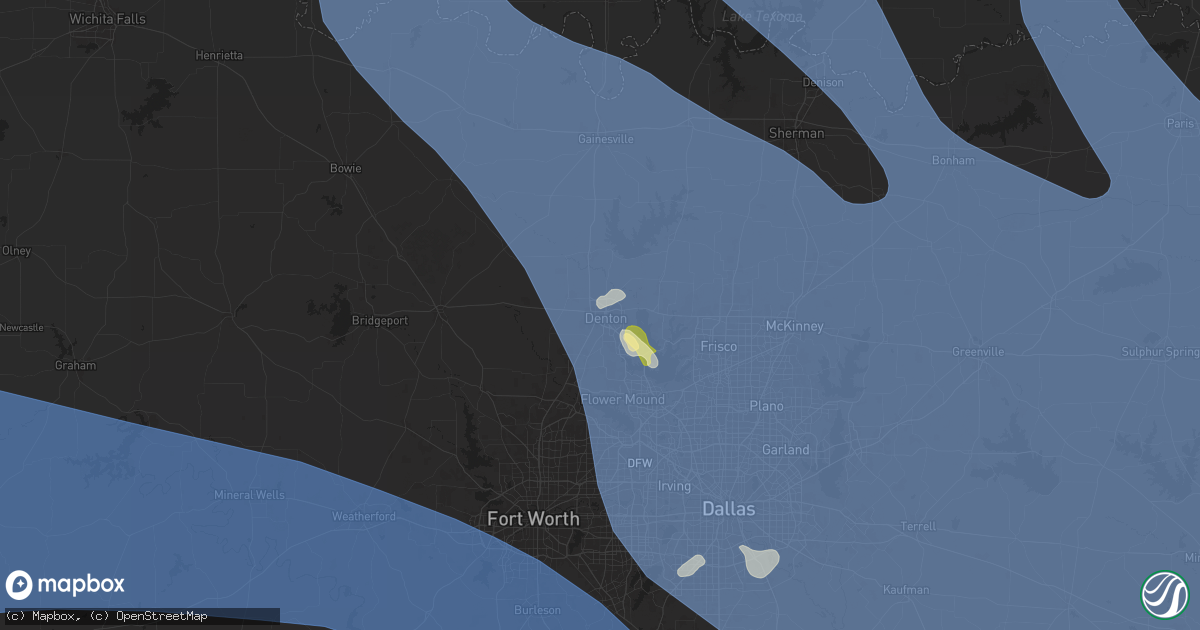 Hail map in Denton, TX on June 8, 2025
