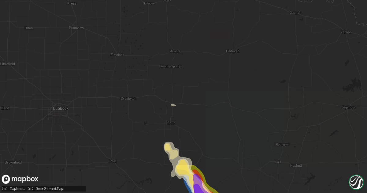 Hail map in Dickens, TX on June 8, 2025