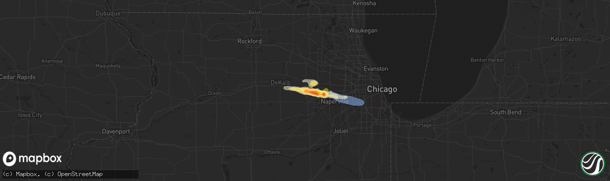Hail map in Elburn, IL on June 8, 2025