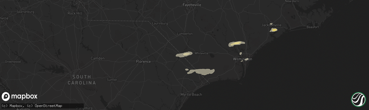 Hail map in Fair Bluff, NC on June 8, 2025