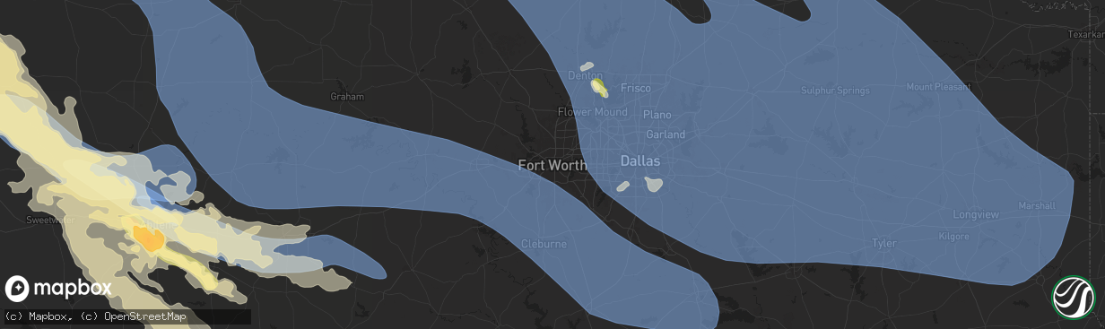 Hail map in Fort Worth, TX on June 8, 2025