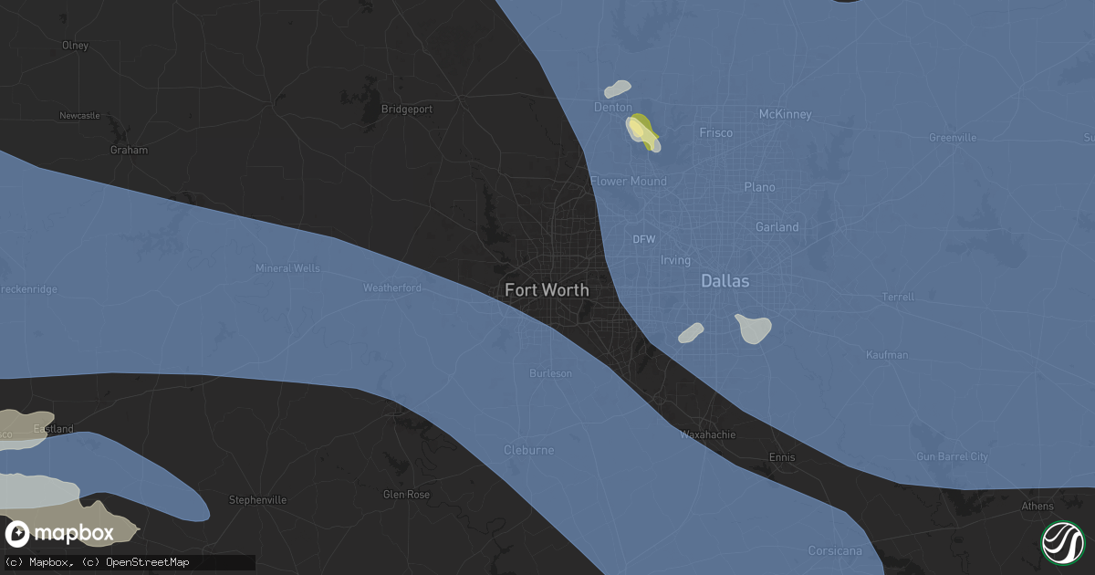 Hail map in Fort Worth, TX on June 8, 2025