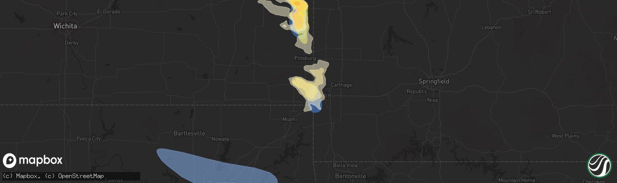 Hail map in Galena, KS on June 8, 2025