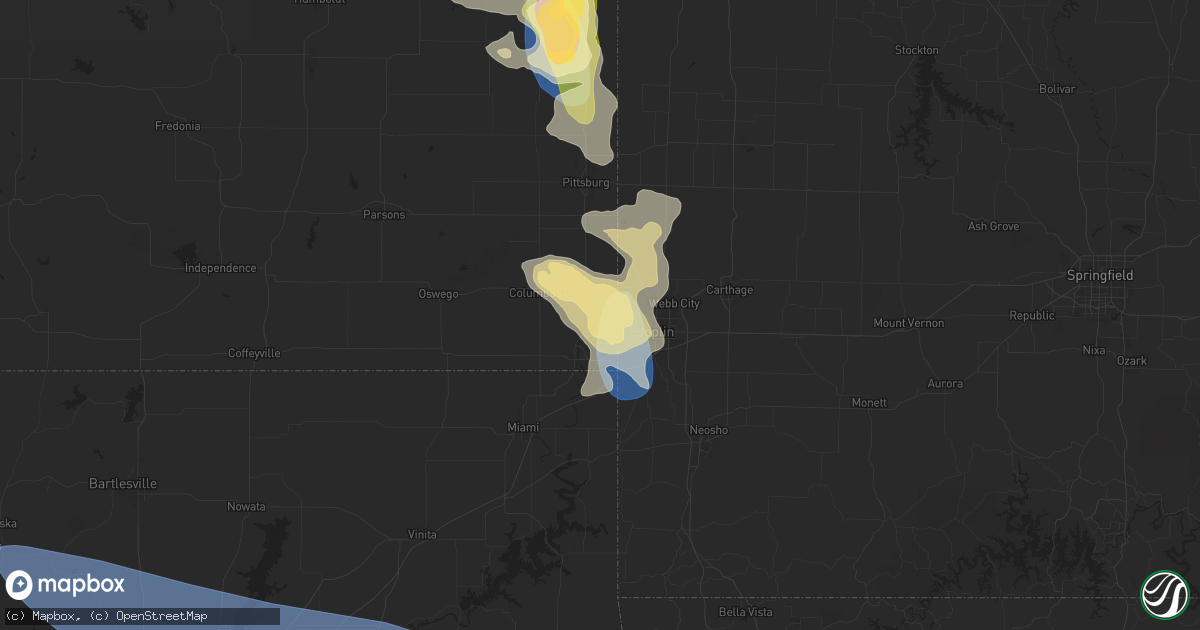Hail map in Galena, KS on June 8, 2025
