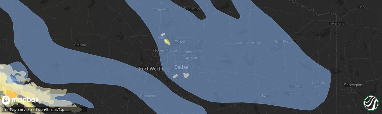 Hail map in Garland, TX on June 8, 2025