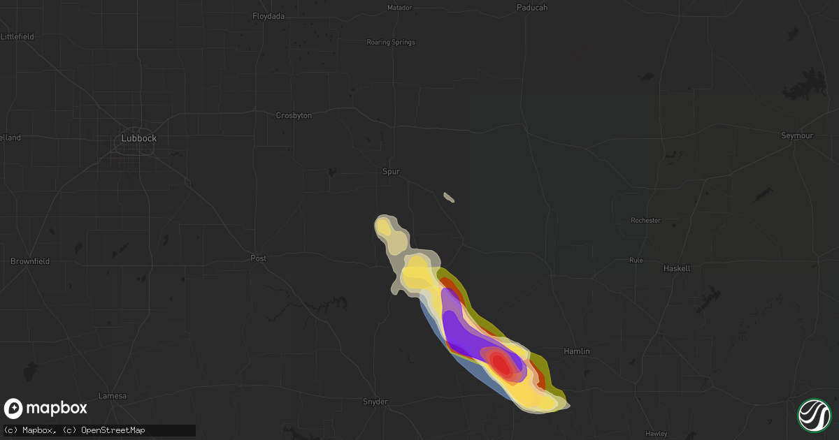 Hail map in Girard, TX on June 8, 2025