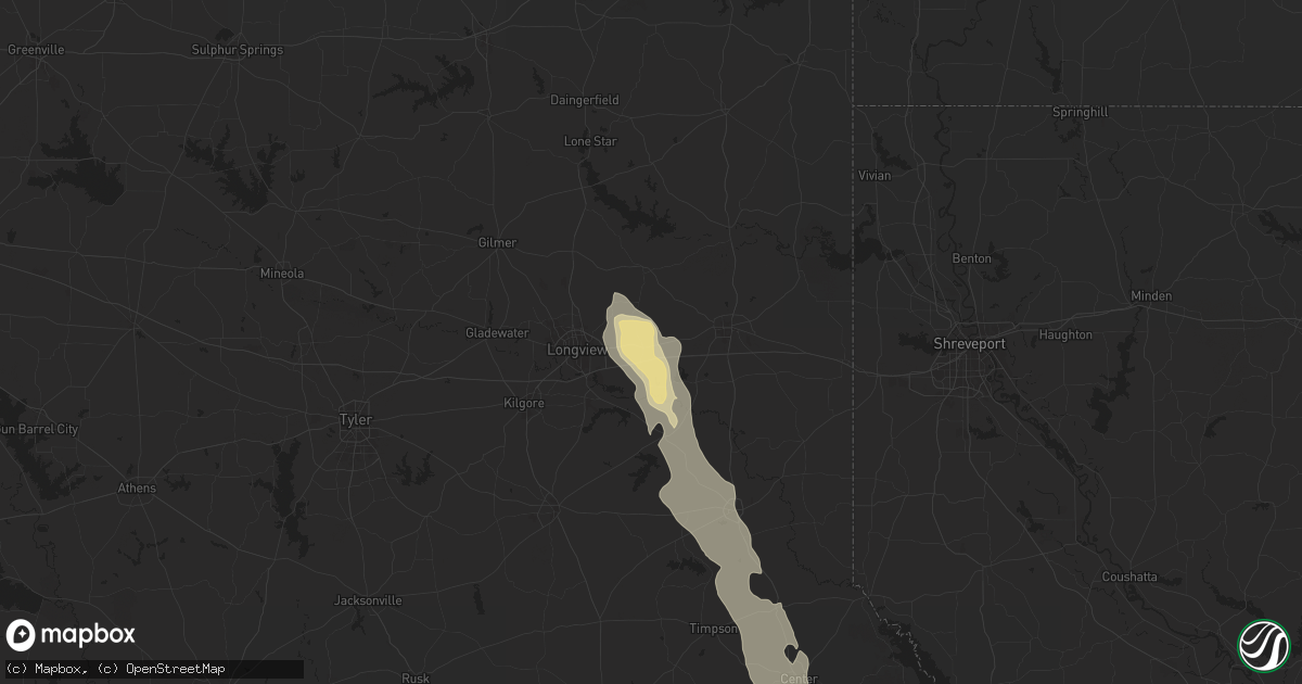 Hail map in Hallsville, TX on June 8, 2025