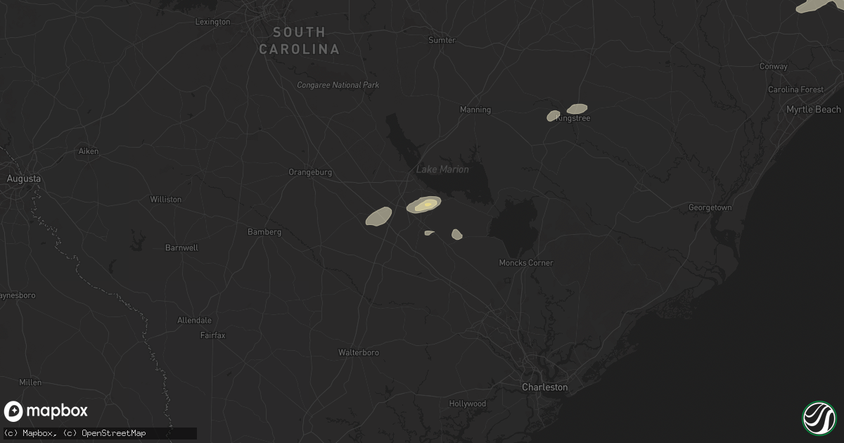 Hail map in Holly Hill, SC on June 8, 2025
