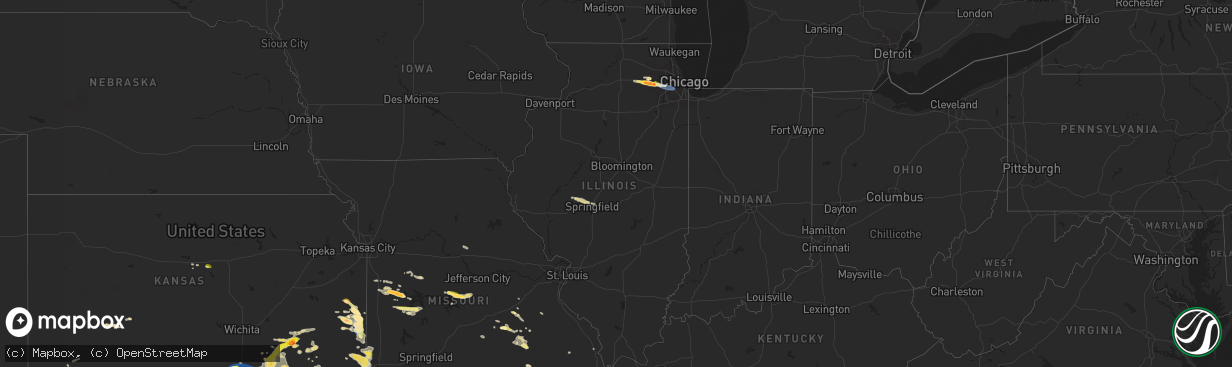 Hail map in Illinois on June 8, 2025