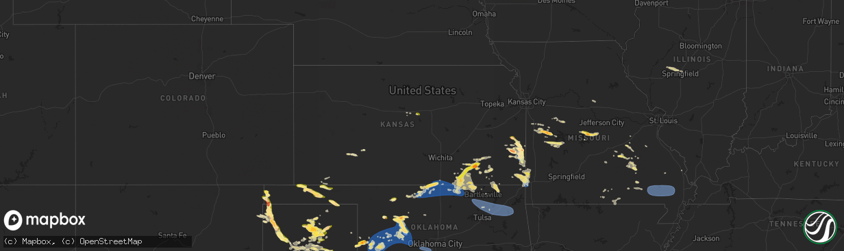 Hail map in Kansas on June 8, 2025
