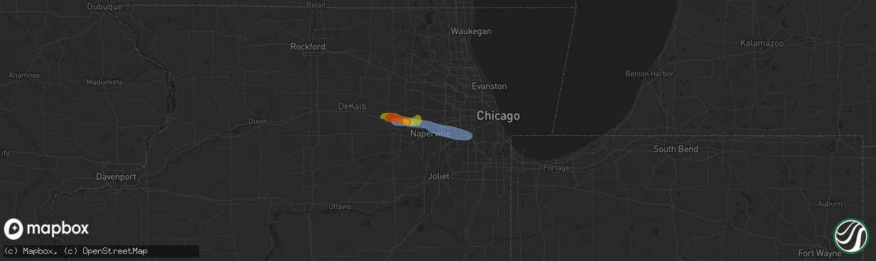 Hail map in Lisle, IL on June 8, 2025
