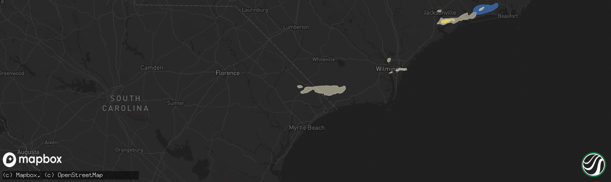 Hail map in Loris, SC on June 8, 2025