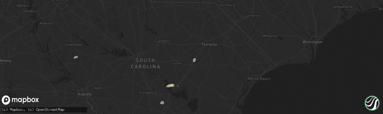 Hail map in Lynchburg, SC on June 8, 2025