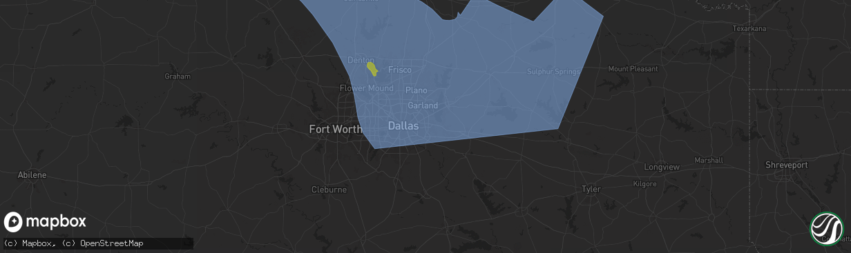 Hail map in Mesquite, TX on June 8, 2025