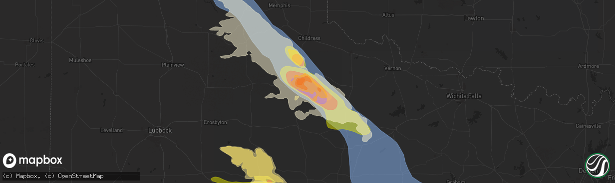 Hail map in Paducah, TX on June 8, 2025