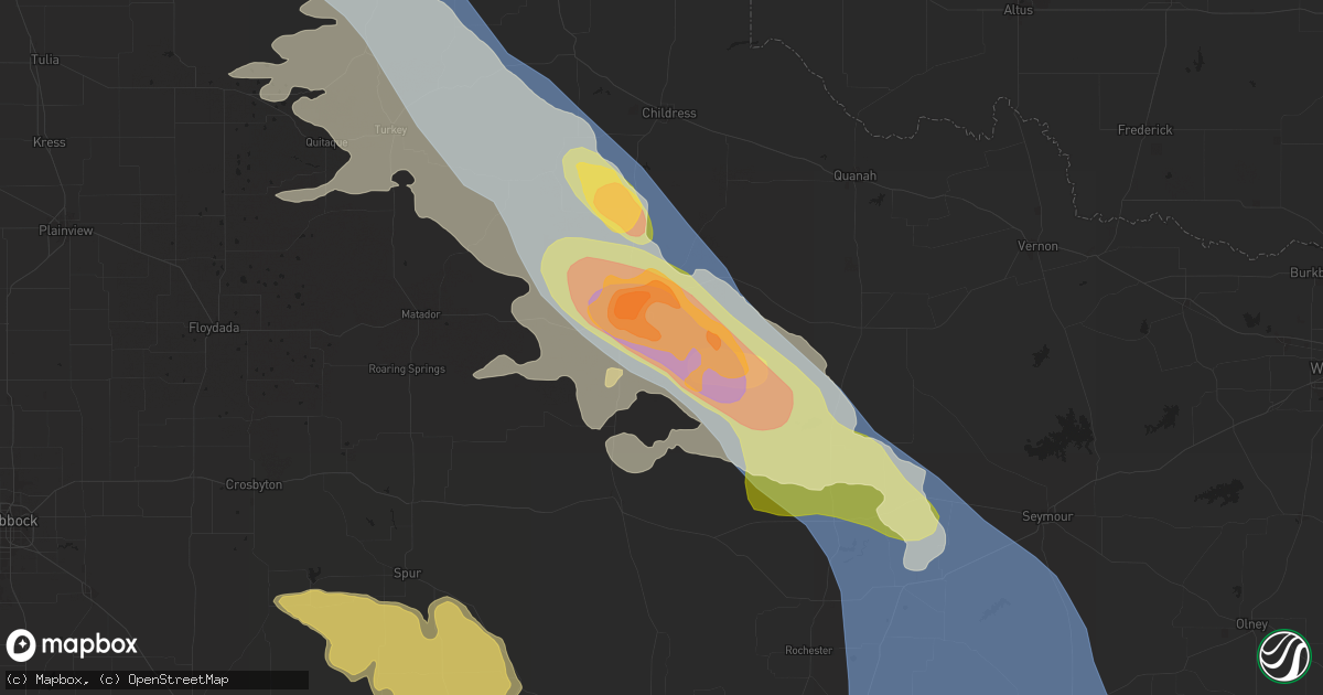 Hail map in Paducah, TX on June 8, 2025