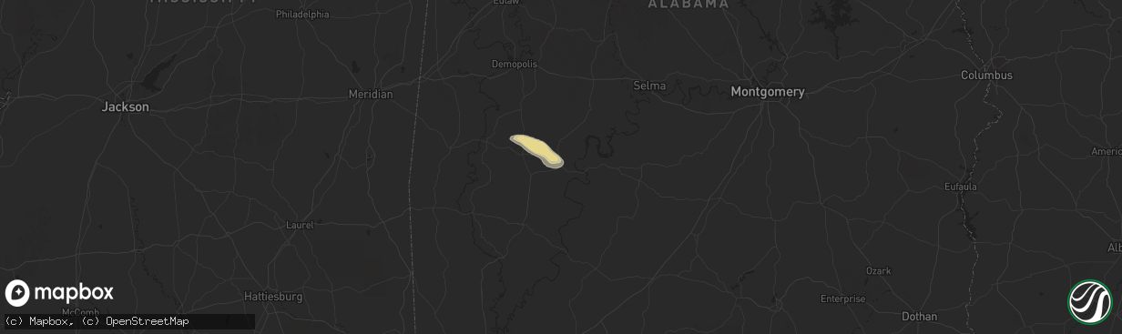 Hail map in Pine Hill, AL on June 8, 2025