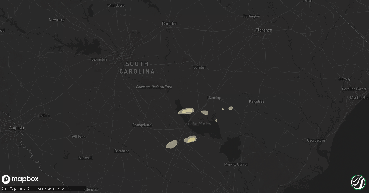 Hail map in Pinewood, SC on June 8, 2025