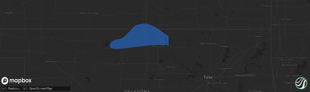Hail map in Ponca City, OK on June 8, 2025