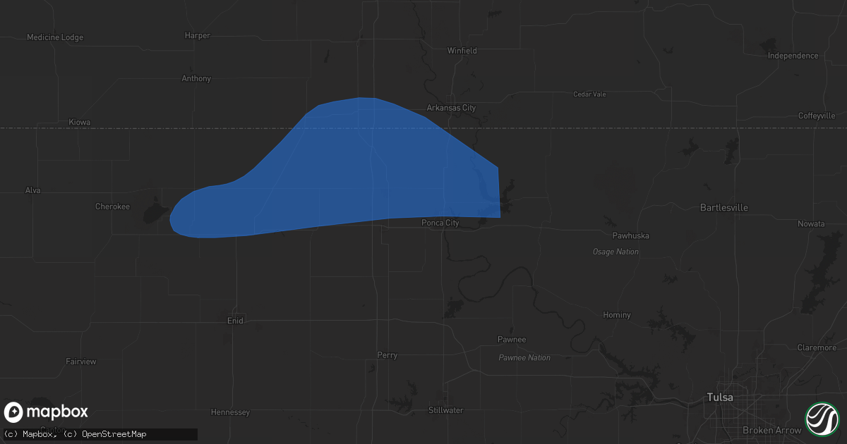 Hail map in Ponca City, OK on June 8, 2025