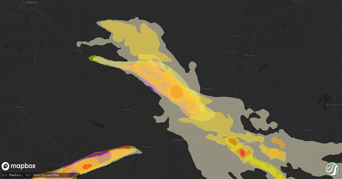 Hail map in Rotan, TX on June 8, 2025