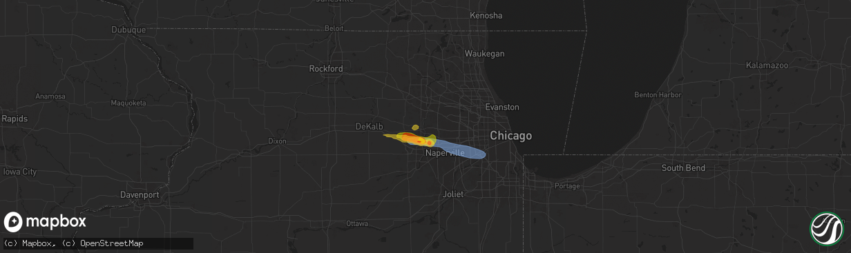 Hail map in Saint Charles, IL on June 8, 2025