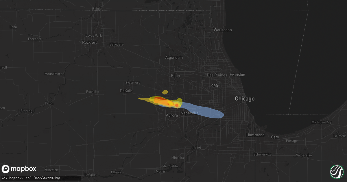 Hail map in Saint Charles, IL on June 8, 2025