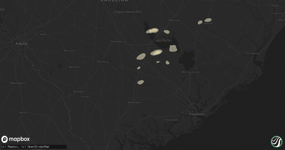 Hail map in Saint George, SC on June 8, 2025