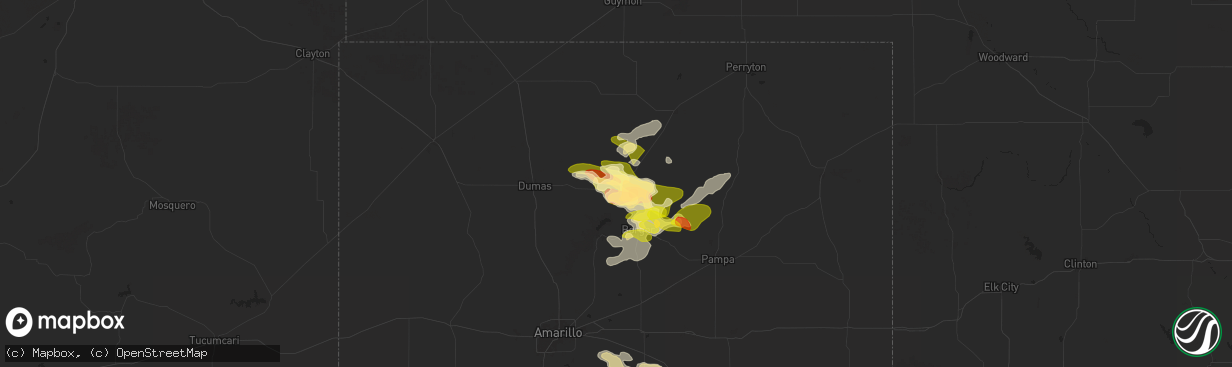 Hail map in Stinnett, TX on June 8, 2025