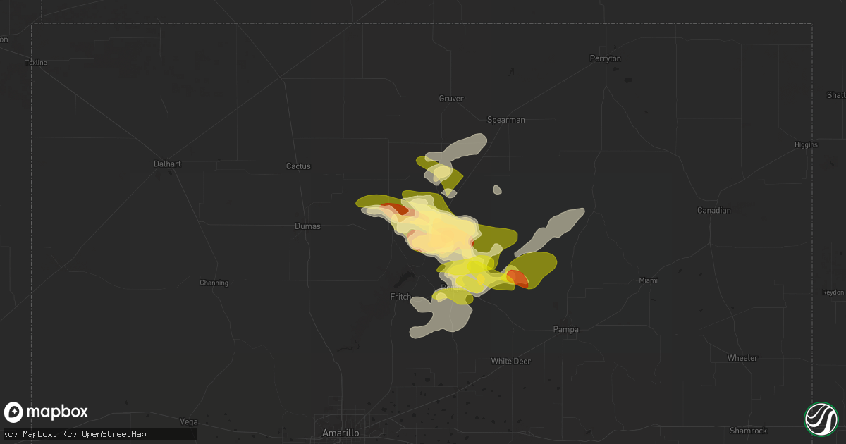 Hail map in Stinnett, TX on June 8, 2025