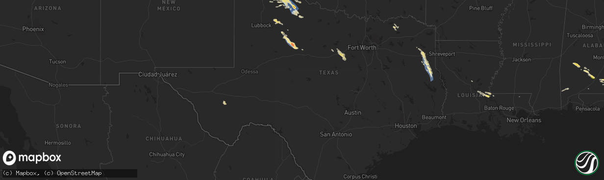 Hail map in Texas on June 8, 2025