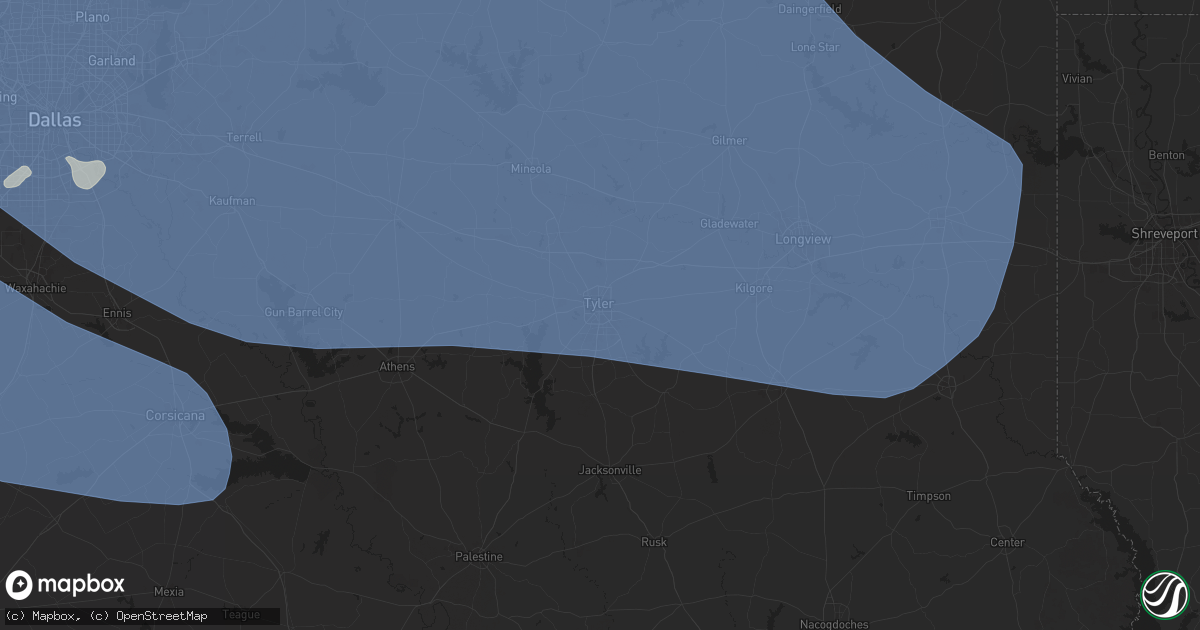 Hail map in Tyler, TX on June 8, 2025