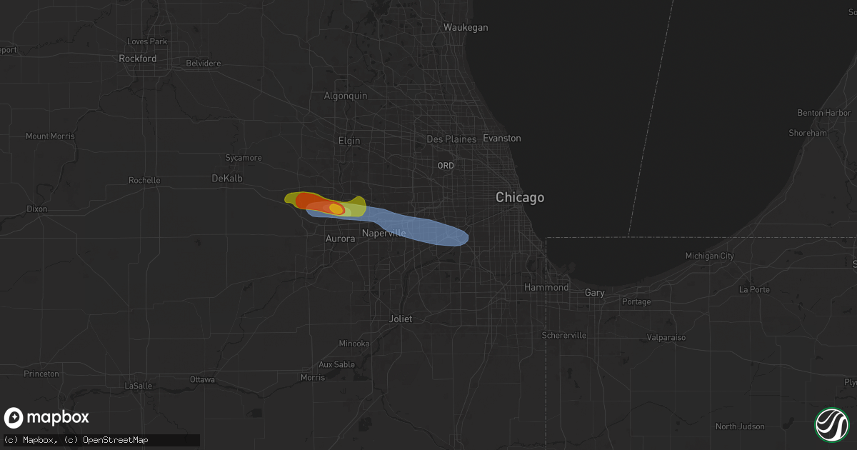 Hail map in Westmont, IL on June 8, 2025