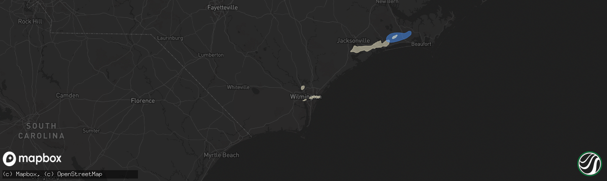 Hail map in Wilmington, NC on June 8, 2025