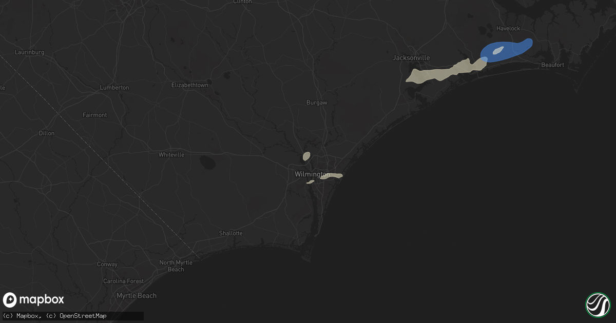 Hail map in Wilmington, NC on June 8, 2025
