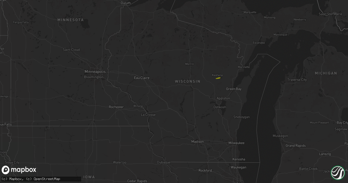 Hail map in Wisconsin on June 8, 2025