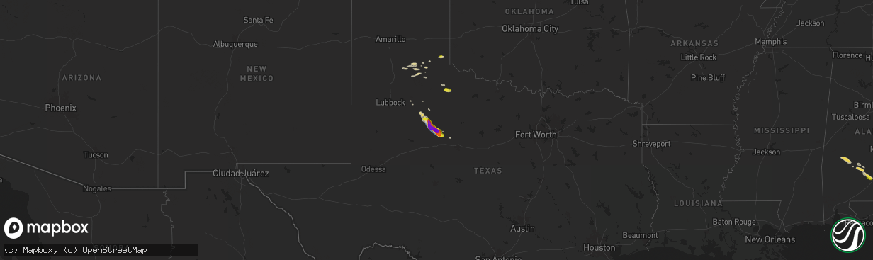 Hail map on June 8, 2025