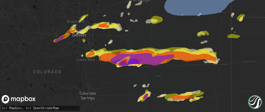Hail map in Agate, CO on June 8, 2026