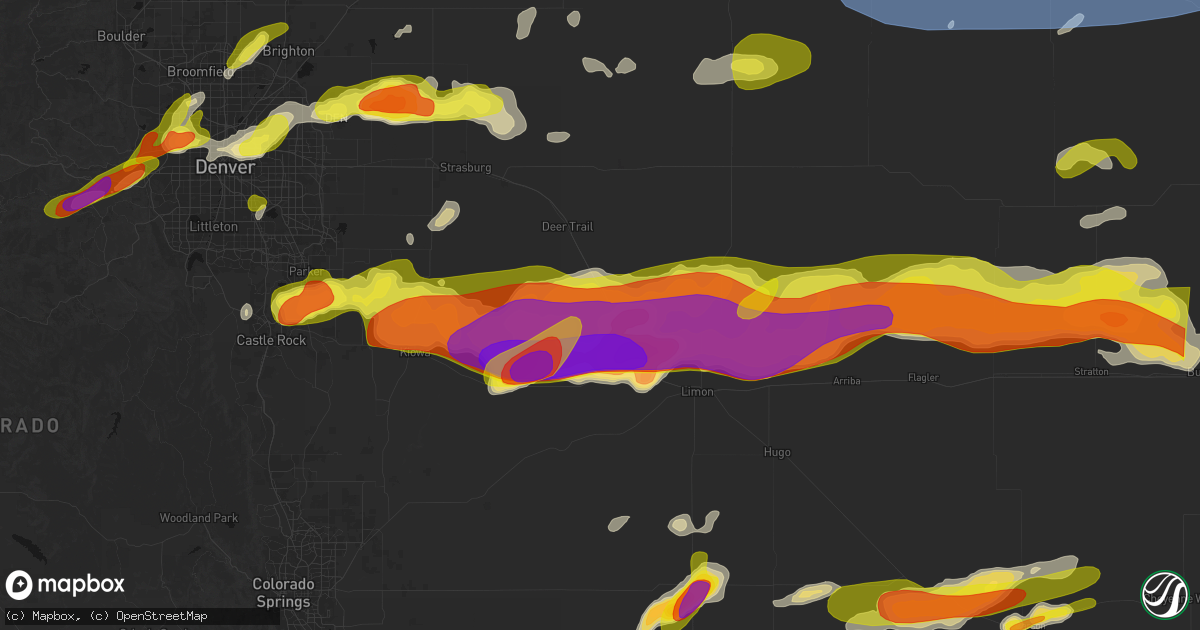 Hail map in Agate, CO on June 8, 2026