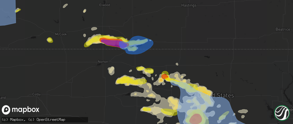 Hail map in Agra, KS on June 8, 2026