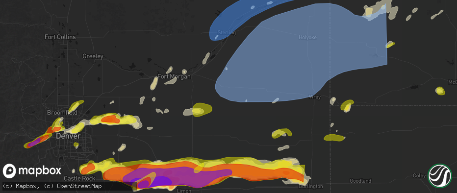 Hail map in Akron, CO on June 8, 2026