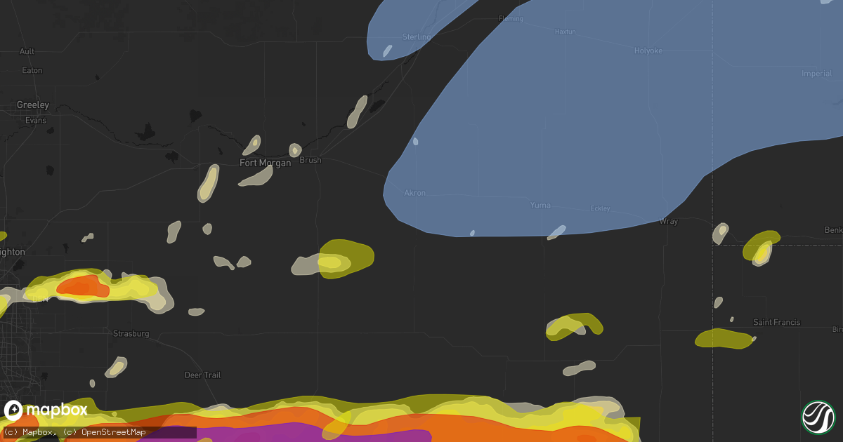 Hail map in Akron, CO on June 8, 2026