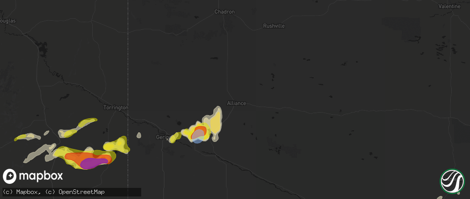 Hail map in Alliance, NE on June 8, 2026