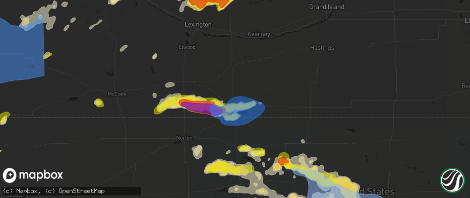 Hail map in Alma, NE on June 8, 2026