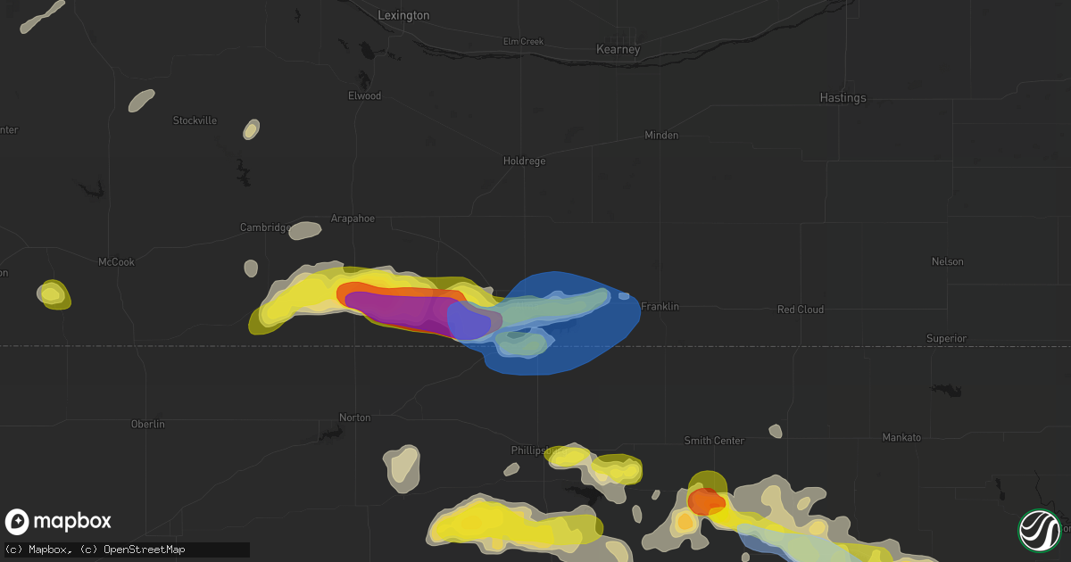 Hail map in Alma, NE on June 8, 2026
