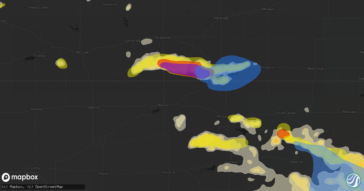 Hail map in Almena, KS on June 8, 2026