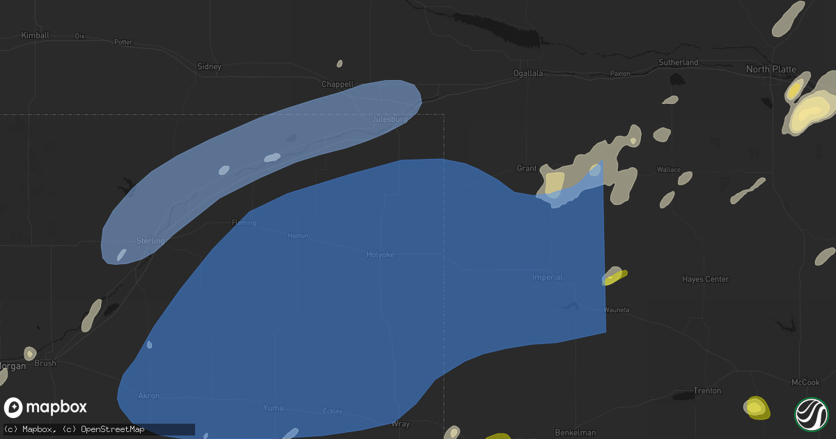 Hail map in Amherst, CO on June 8, 2026