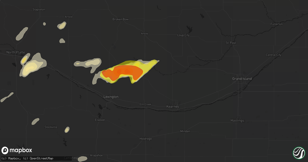 Hail map in Amherst, NE on June 8, 2026