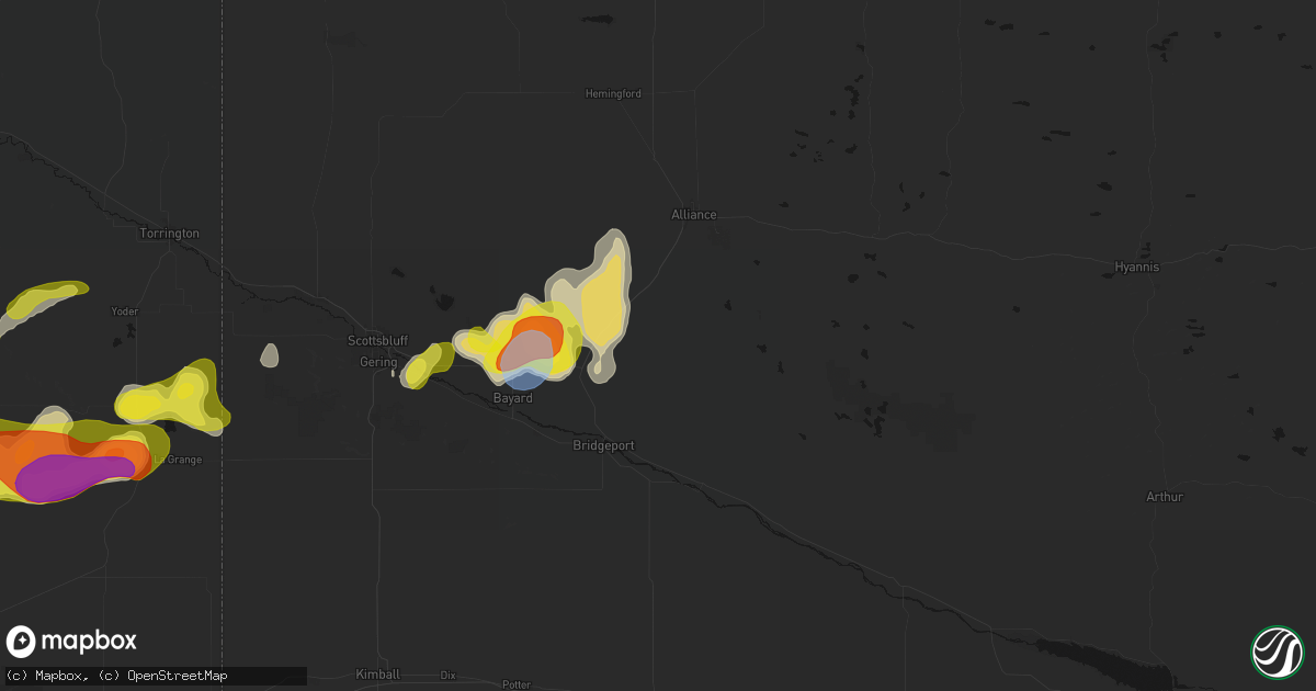 Hail map in Angora, NE on June 8, 2026